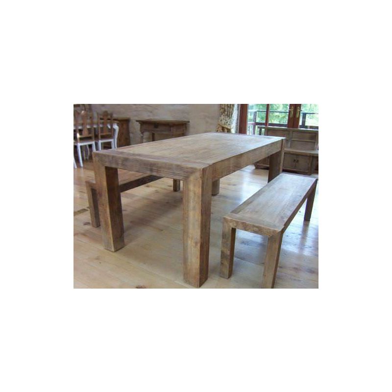 1.8m Reclaimed Elm Chunky Style Dining Table with 2 Backless Benches